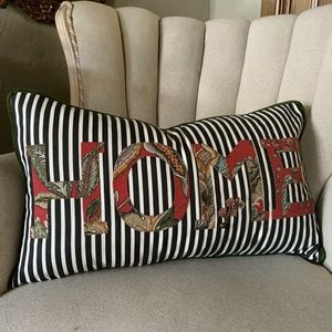 NEW - B&W Stripe HOME Pillow with Feather Insert